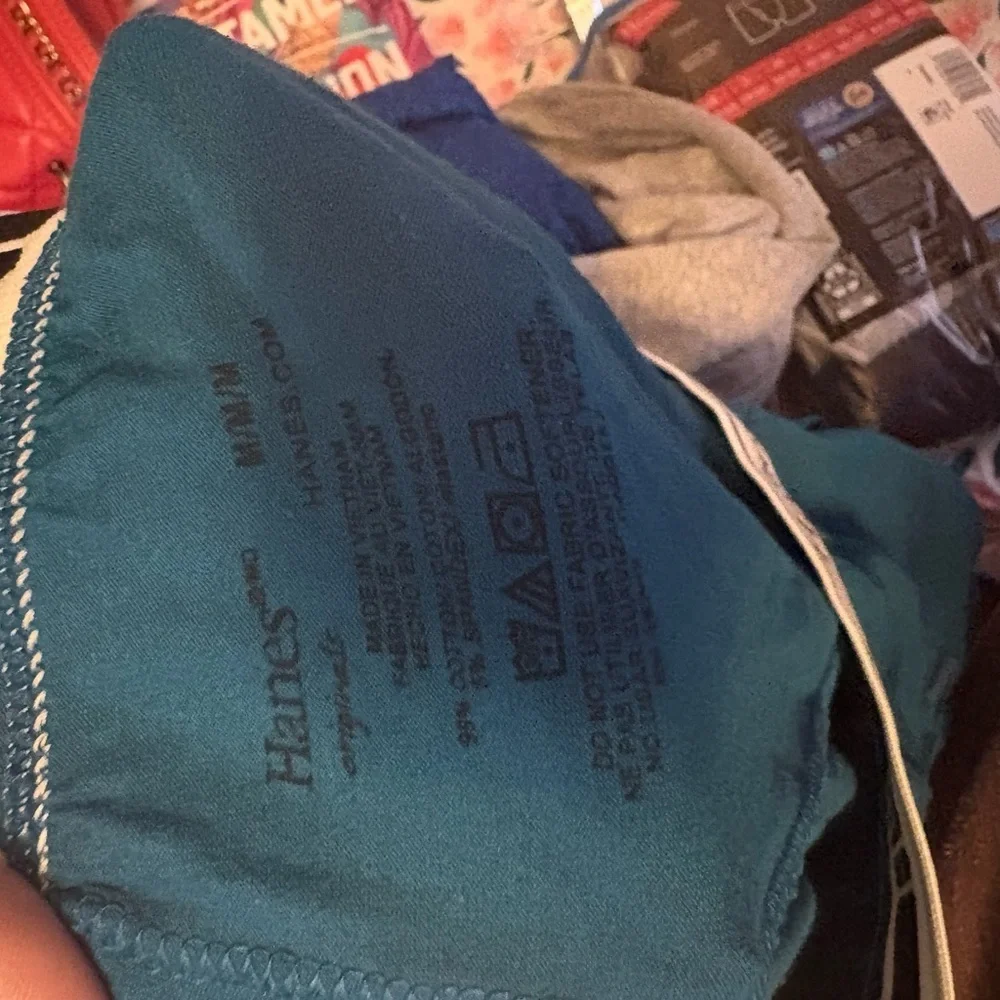 Hanes Men's Blue Boxers with White Waistband
